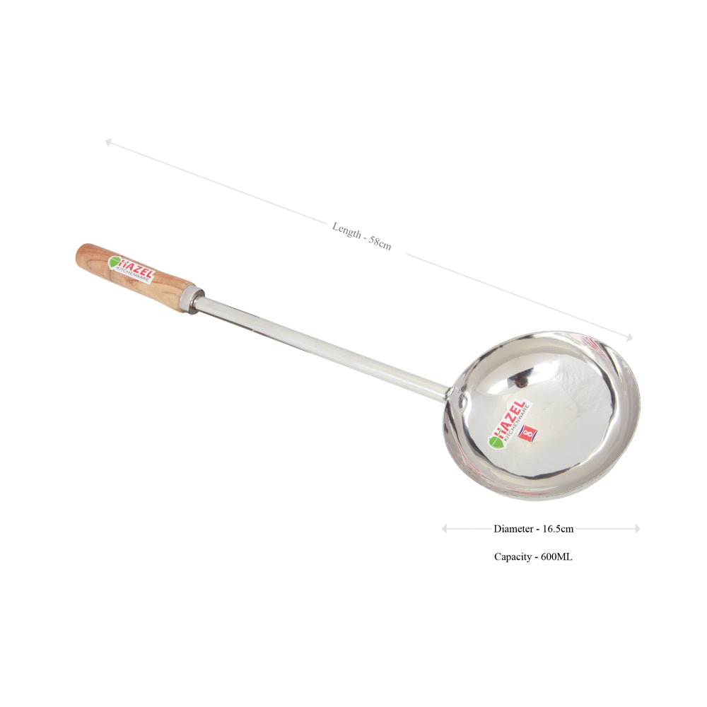 Jumbo Steel Tadka Pan – Long Wooden Handle, 600 ML - 28cm