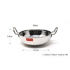 Stainless Steel Hammered Deep Kadai, 700ML -15.5cm