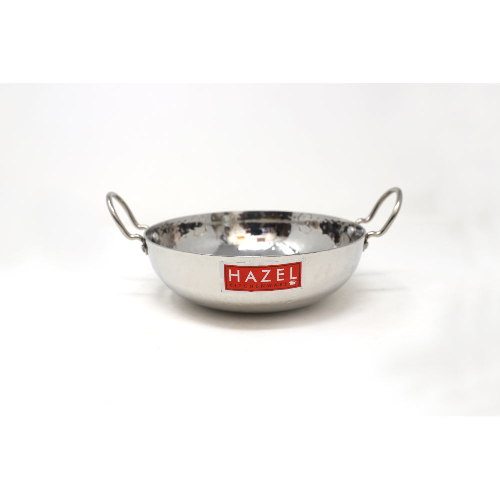 Stainless Steel Hammered Deep Kadai, 1350ML -20.5cm