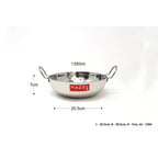 Stainless Steel Hammered Deep Kadai, 1350ML -20.5cm