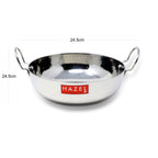 Stainless Steel Hammered Deep Kadai, 2250ML -24.5cm