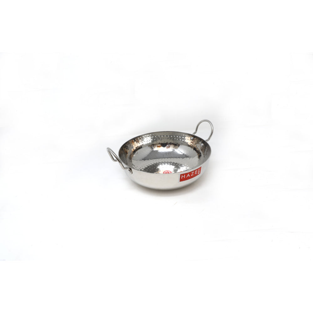 Stainless Steel Hammered Deep Kadai, 2250ML -24.5cm