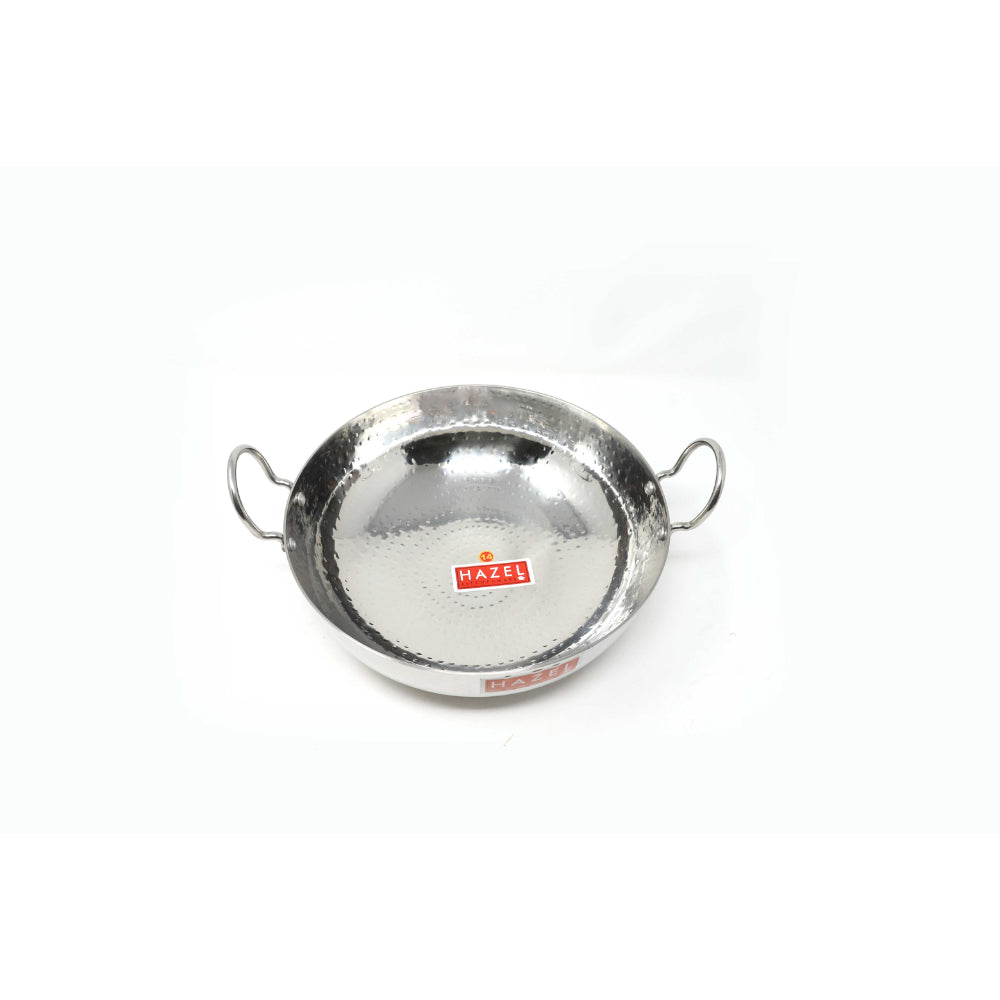 Stainless Steel Hammered Deep Kadai, 3.45 L -27cm