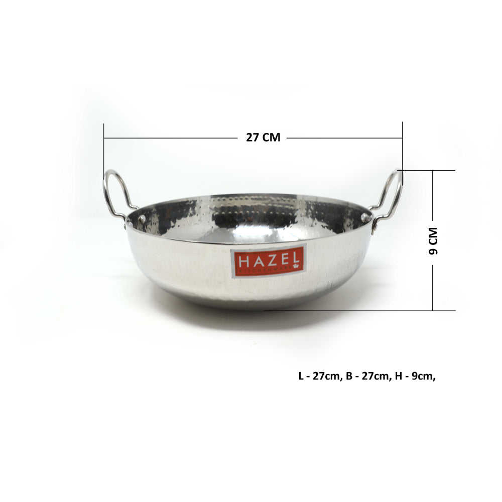 Stainless Steel Hammered Deep Kadai, 3.45 L -27cm