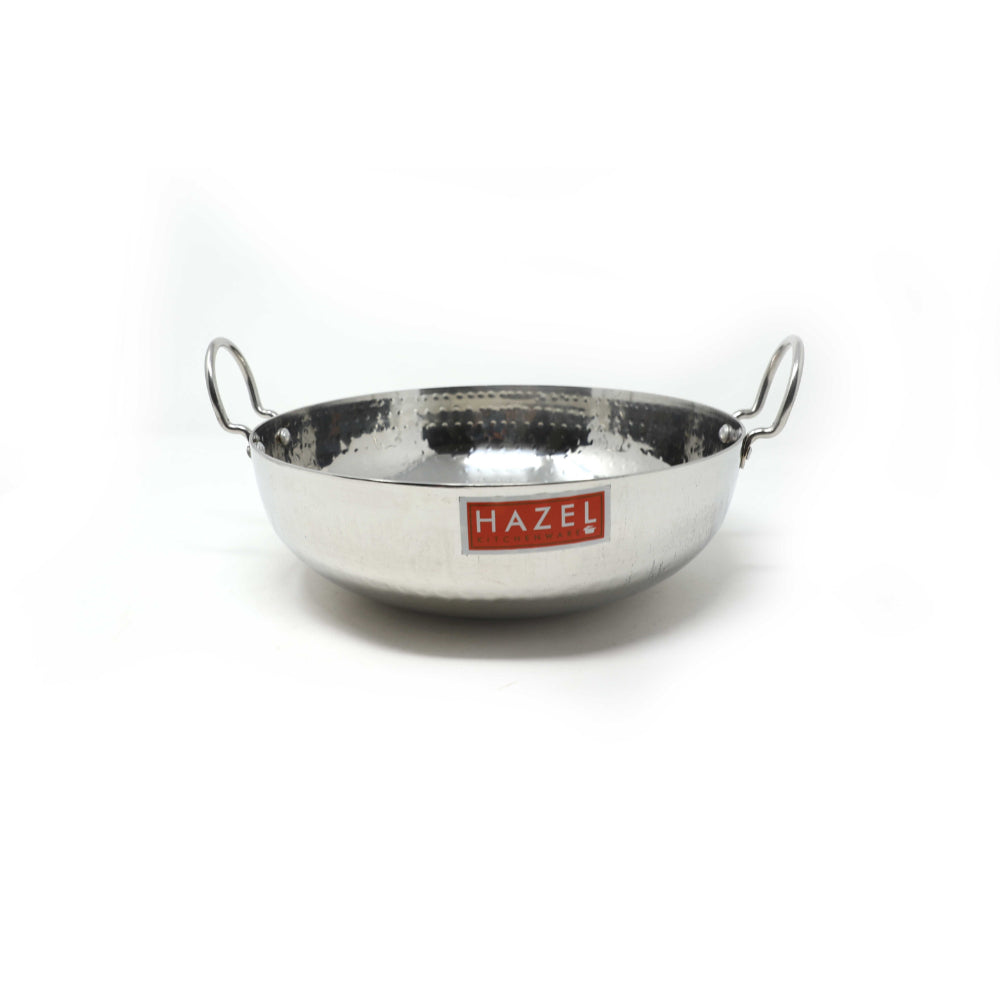Stainless Steel Hammered Deep Kadai, 3.45 L -27cm
