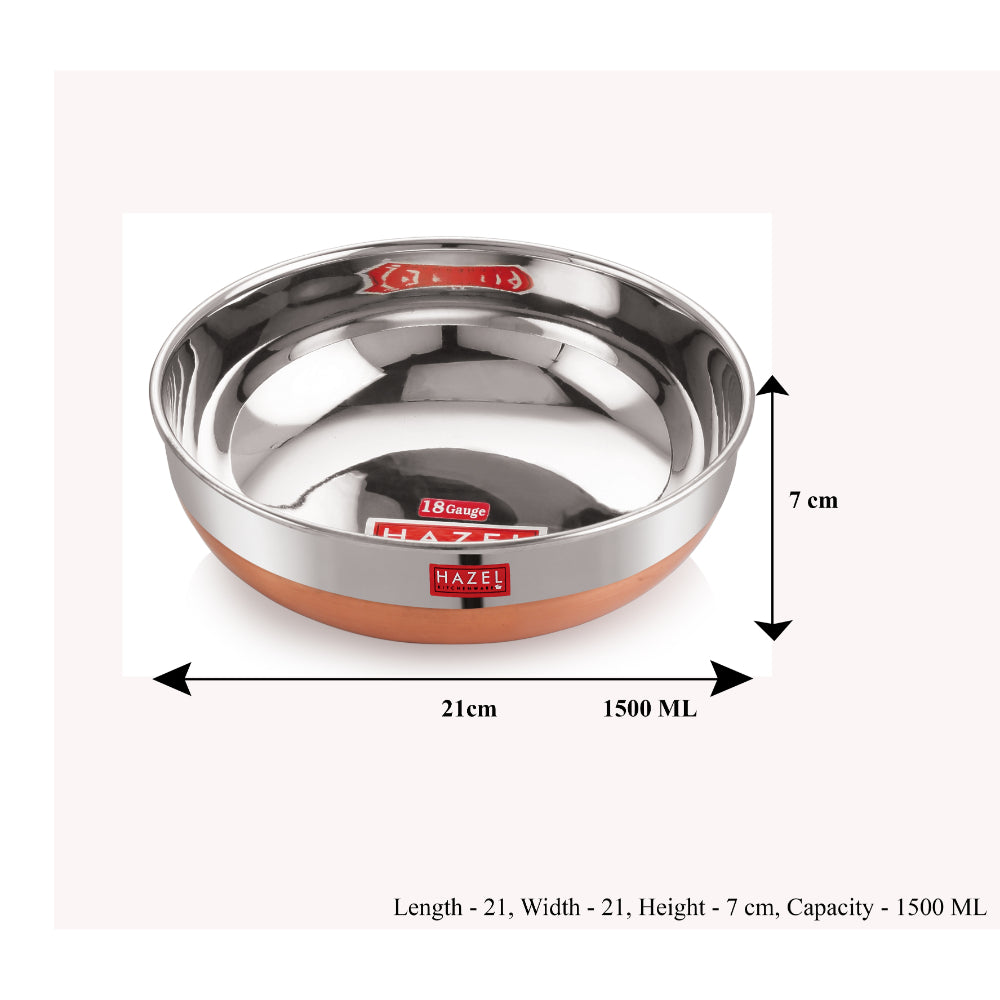 The tasla annotated with diameter (21 cm), height (7 cm), and 1500 ML capacity.