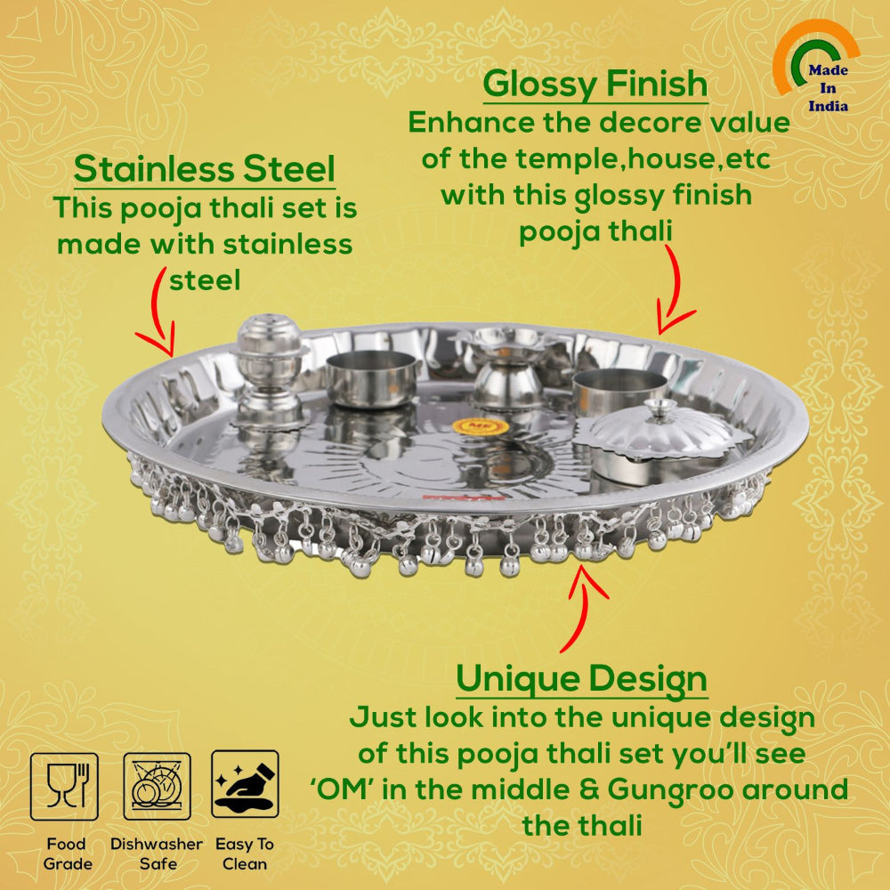 Steel Ghungroo Pooja Thali