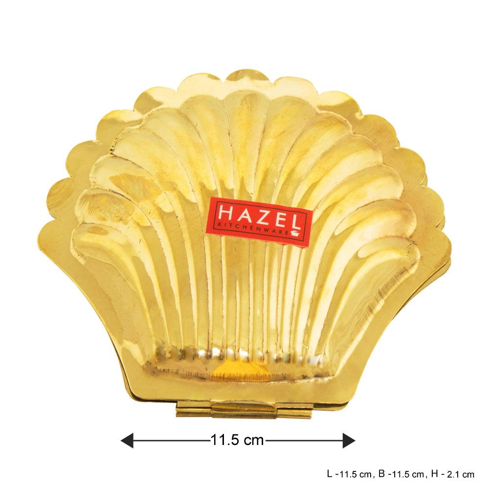 Brass  Haldi Kumkum Box with 3 Detachable Dabbis, 11.5cm