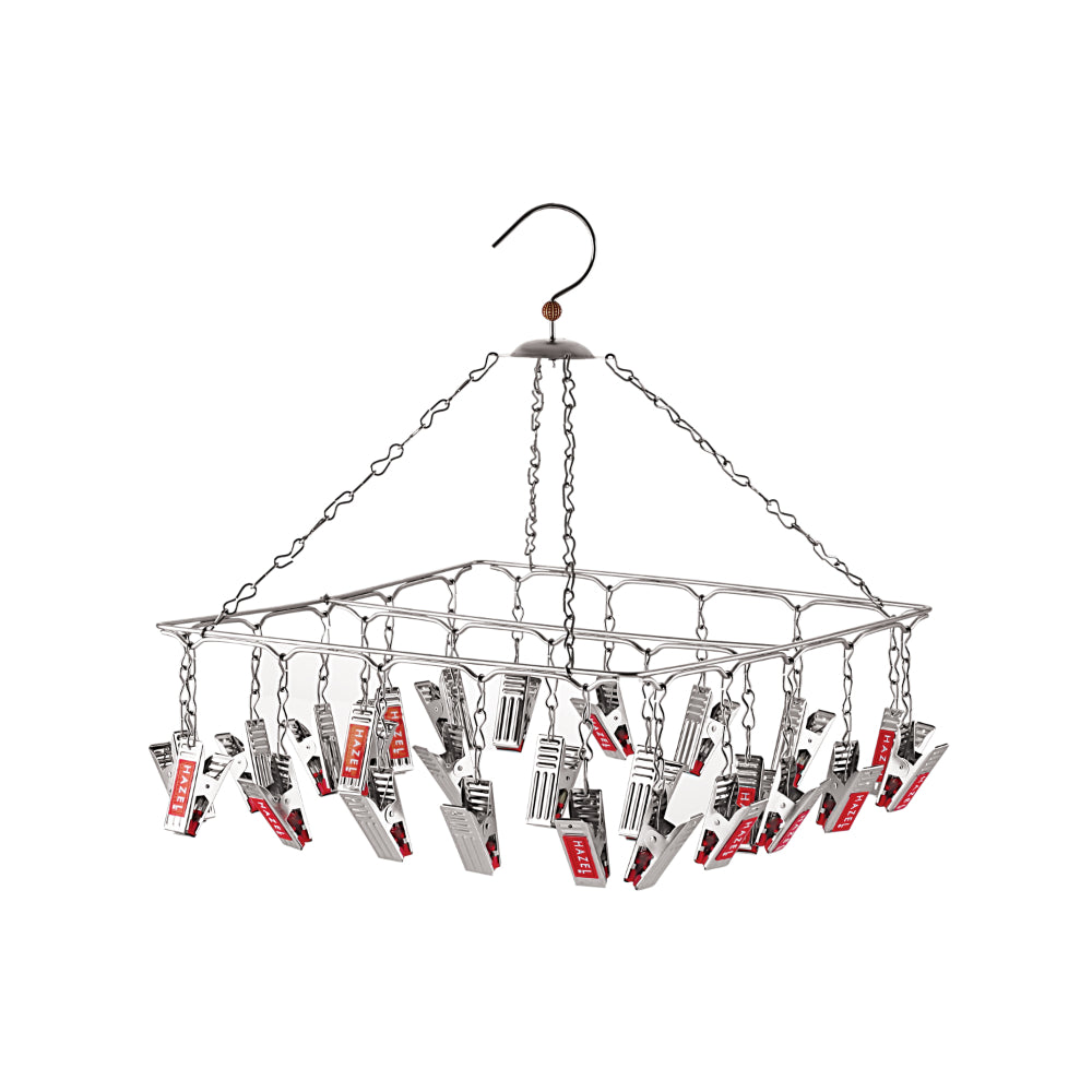 Stainless Steel Hanger - 25 Clips With Plastic Grip