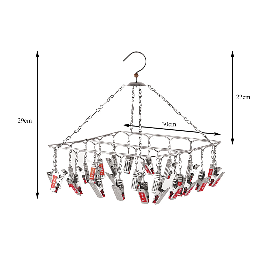 Stainless Steel Hanger - 25 Clips With Plastic Grip