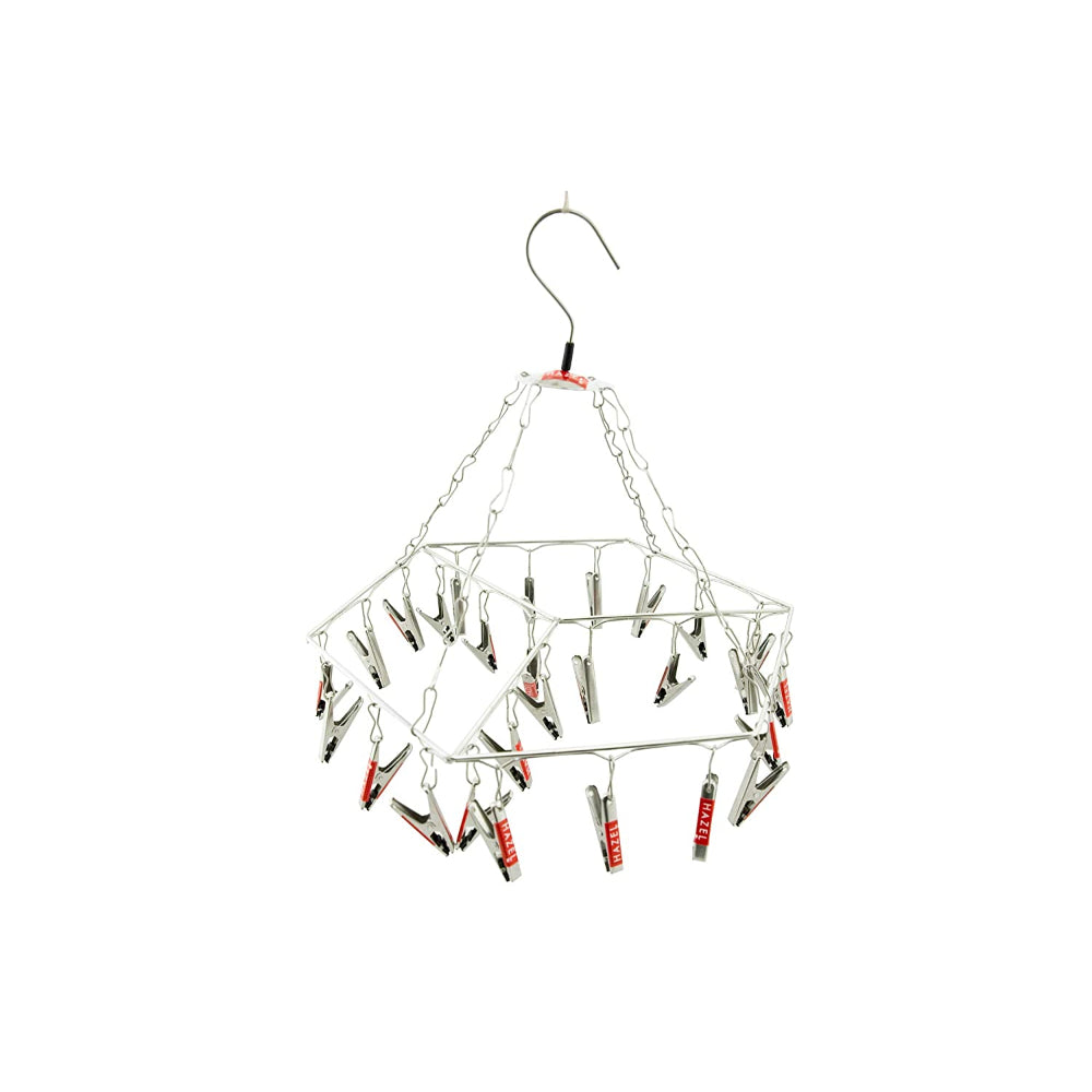 Stainless Steel Kids Cloths Hanger With 24 Clips