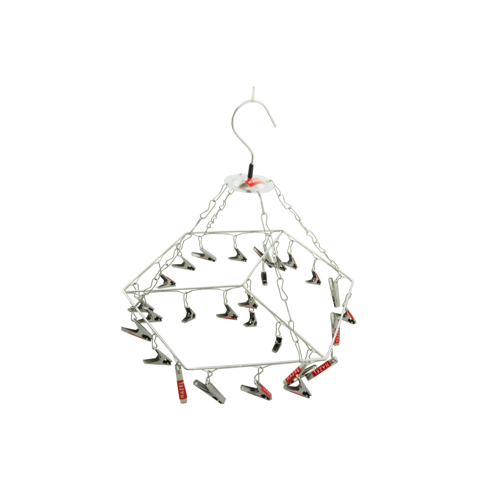 Stainless Steel Kids Cloths Hanger With 24 Clips