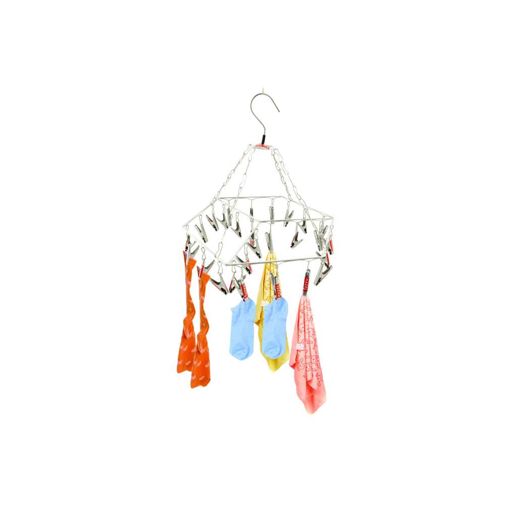 Stainless Steel Kids Cloths Hanger With 24 Clips