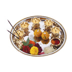 Stainless Steel Pooja Aarti Thali Set With 5pc Diya, 28 cm