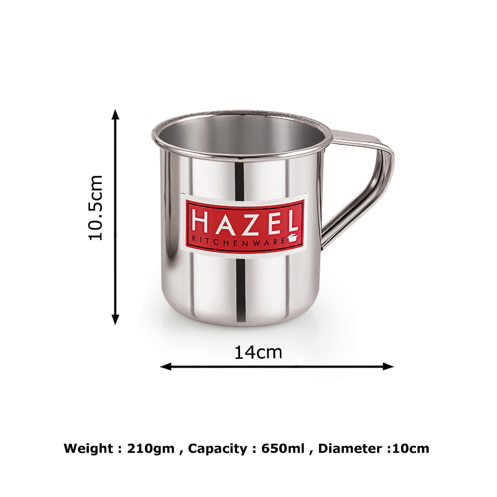 Mug annotated with 10.5cm height and 14cm width, plus weight, capacity, and diameter text.