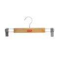Wooden Hanger For Clothes with Steel Clips - 13 Inch