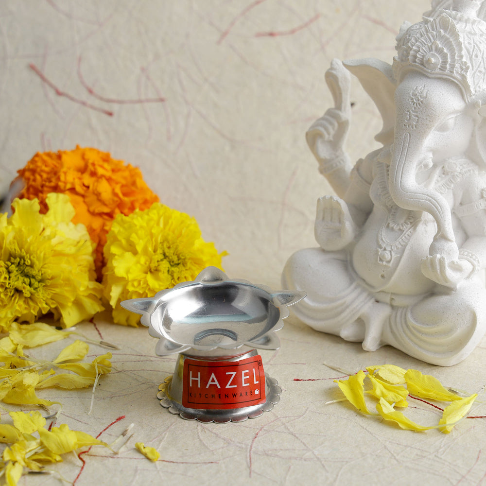 Panchwati Stainless Steel Diya – 5 Wati (6 × 3 cm)