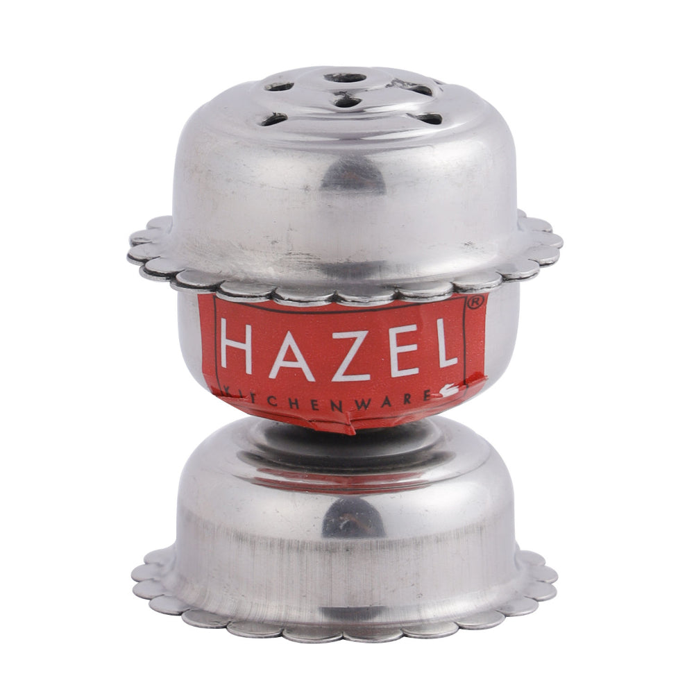 Stainless steel agarbatti holder shown at the same angle as an earlier shot on a white background.