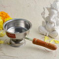 Stainless Steel Dhoop Dani with Handle – 11 × 6.5 cm