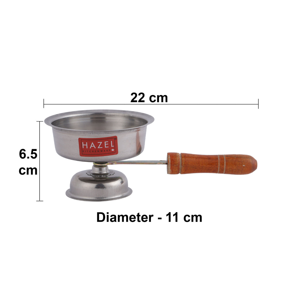 Stainless Steel Dhoop Dani with Handle – 11 × 6.5 cm