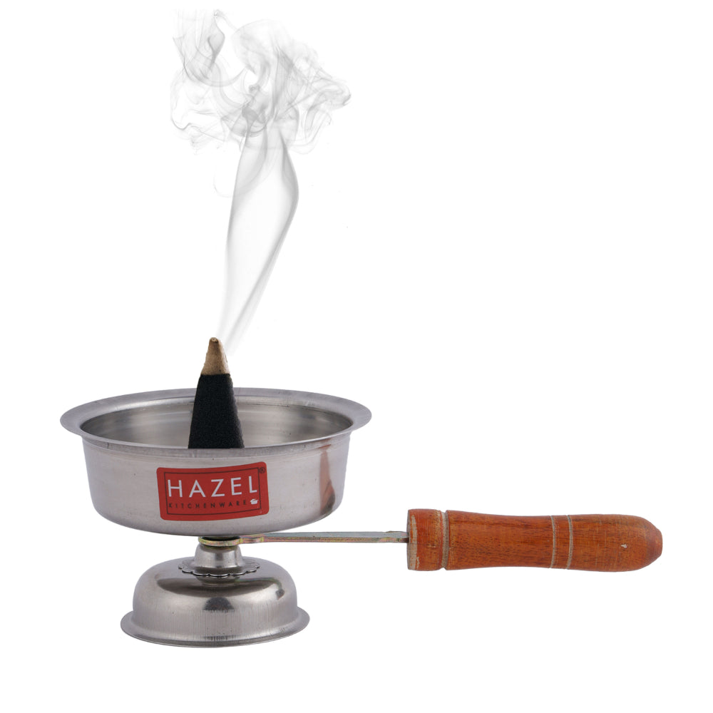 Stainless Steel Dhoop Dani with Handle – 11 × 6.5 cm