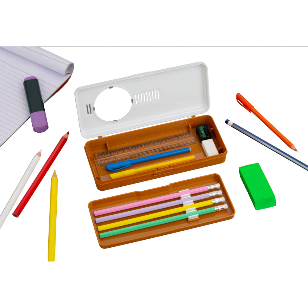 Color Pencil Box / Crayon box with Separator – Brown