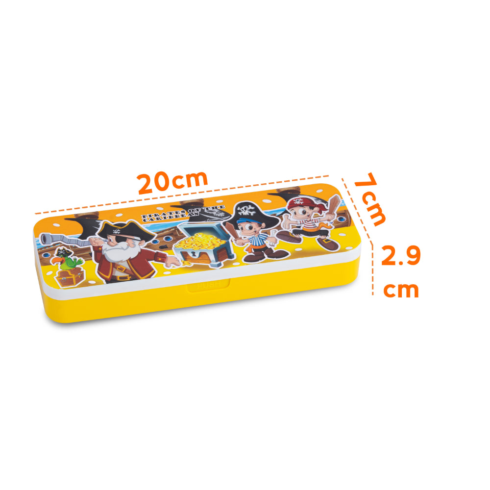 Yellow cartoon pencil case with visible 20 cm length measurement.