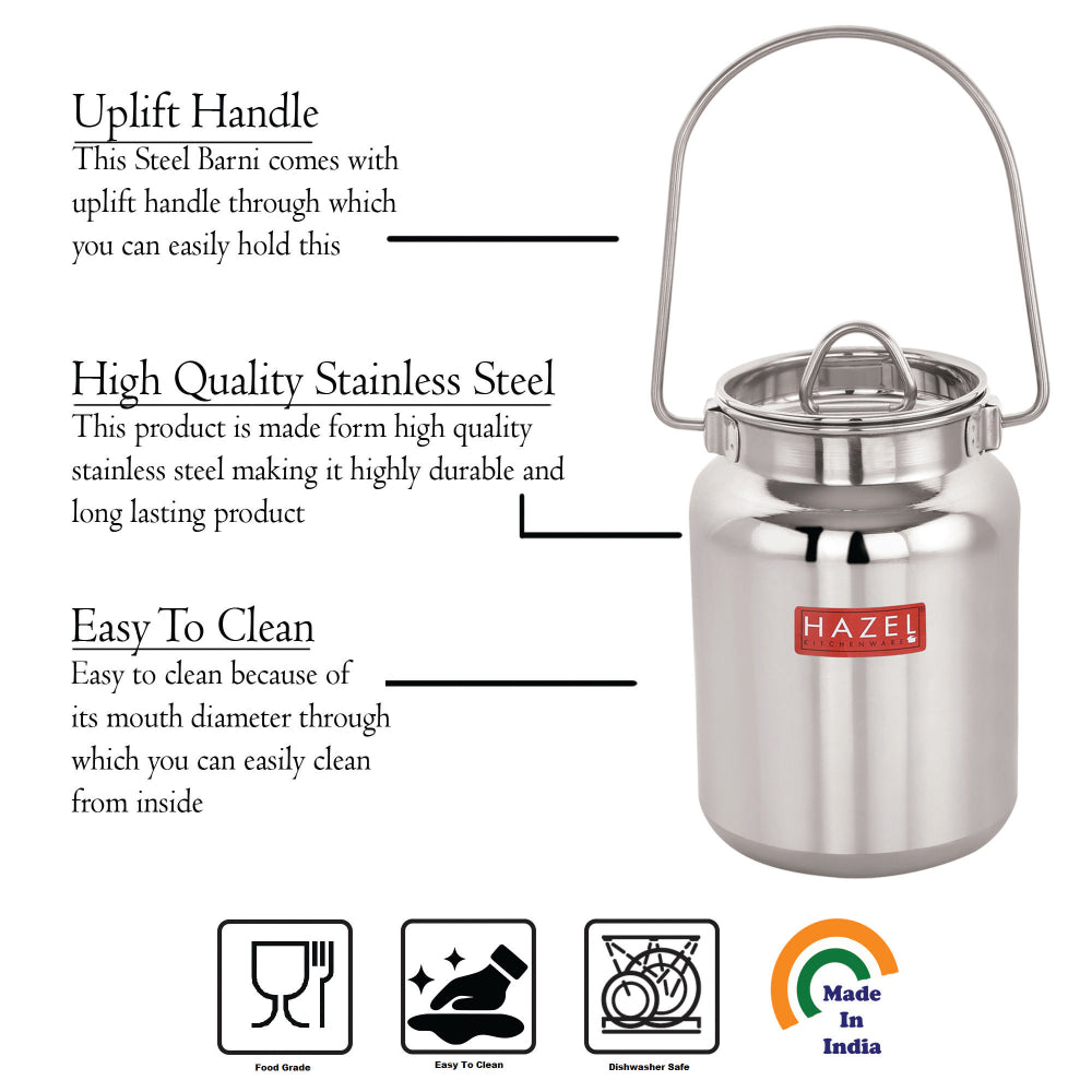 Stainless Steel Oil & Ghee Container with Lid - 3 L
