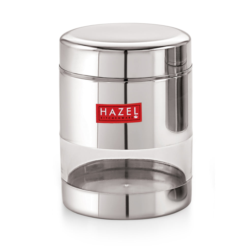 Stainless Steel Transparent Container, Glossy Finish - 500ML