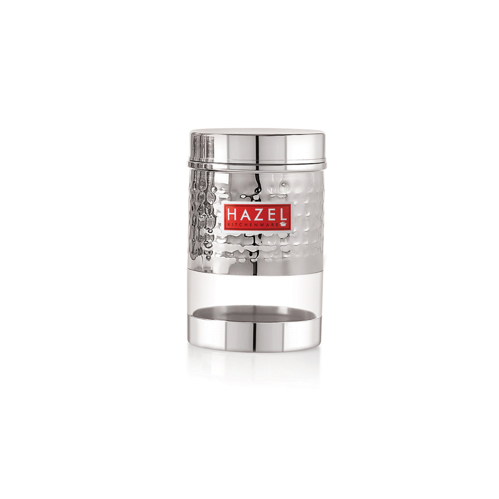 Stainless Steel Hammered Finish Glossy Transparent Storage Containers
