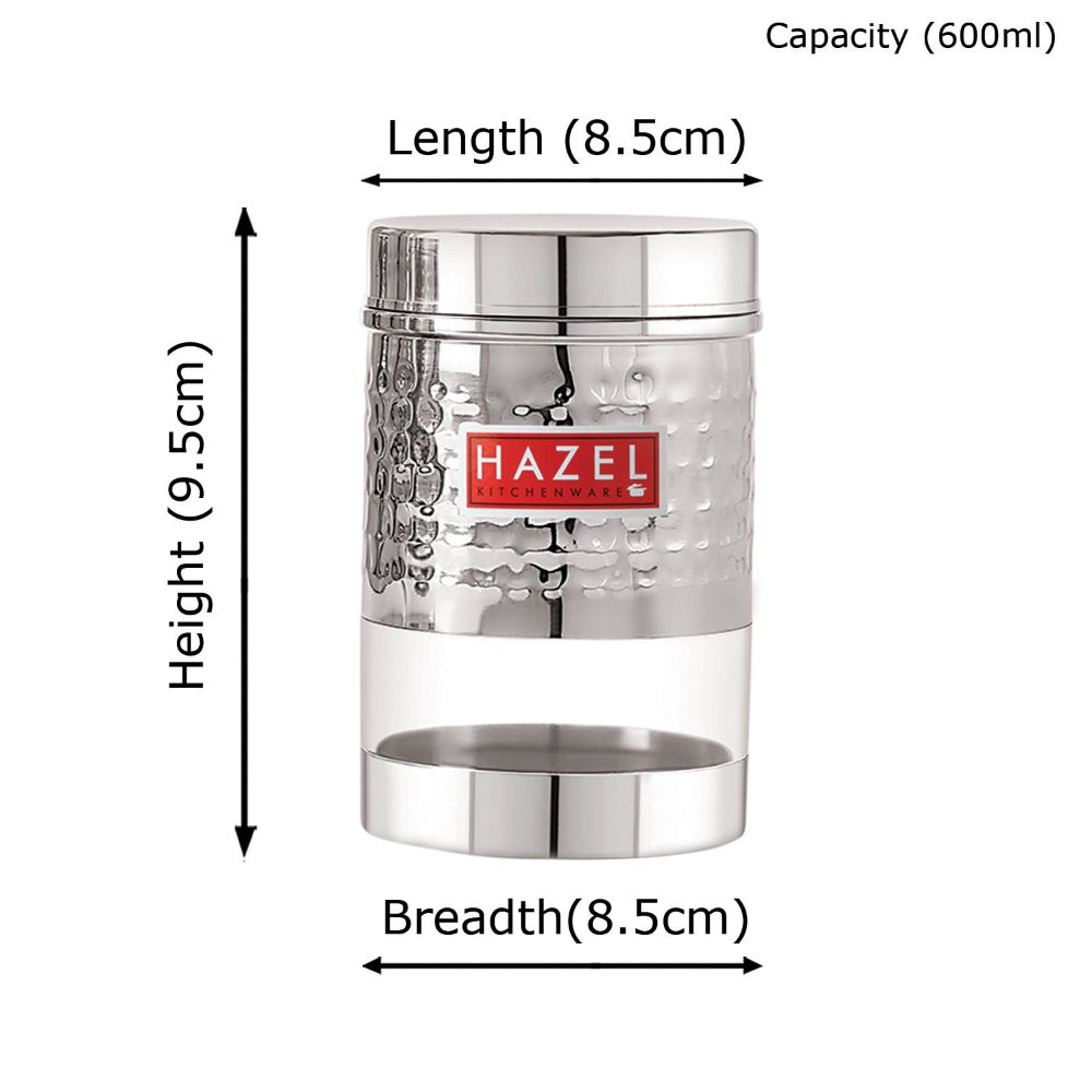 Stainless Steel Hammered Finish Glossy Transparent Storage Containers