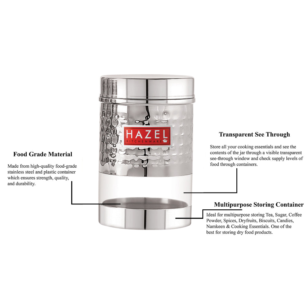 Stainless Steel Hammered Finish Glossy Transparent Storage Containers
