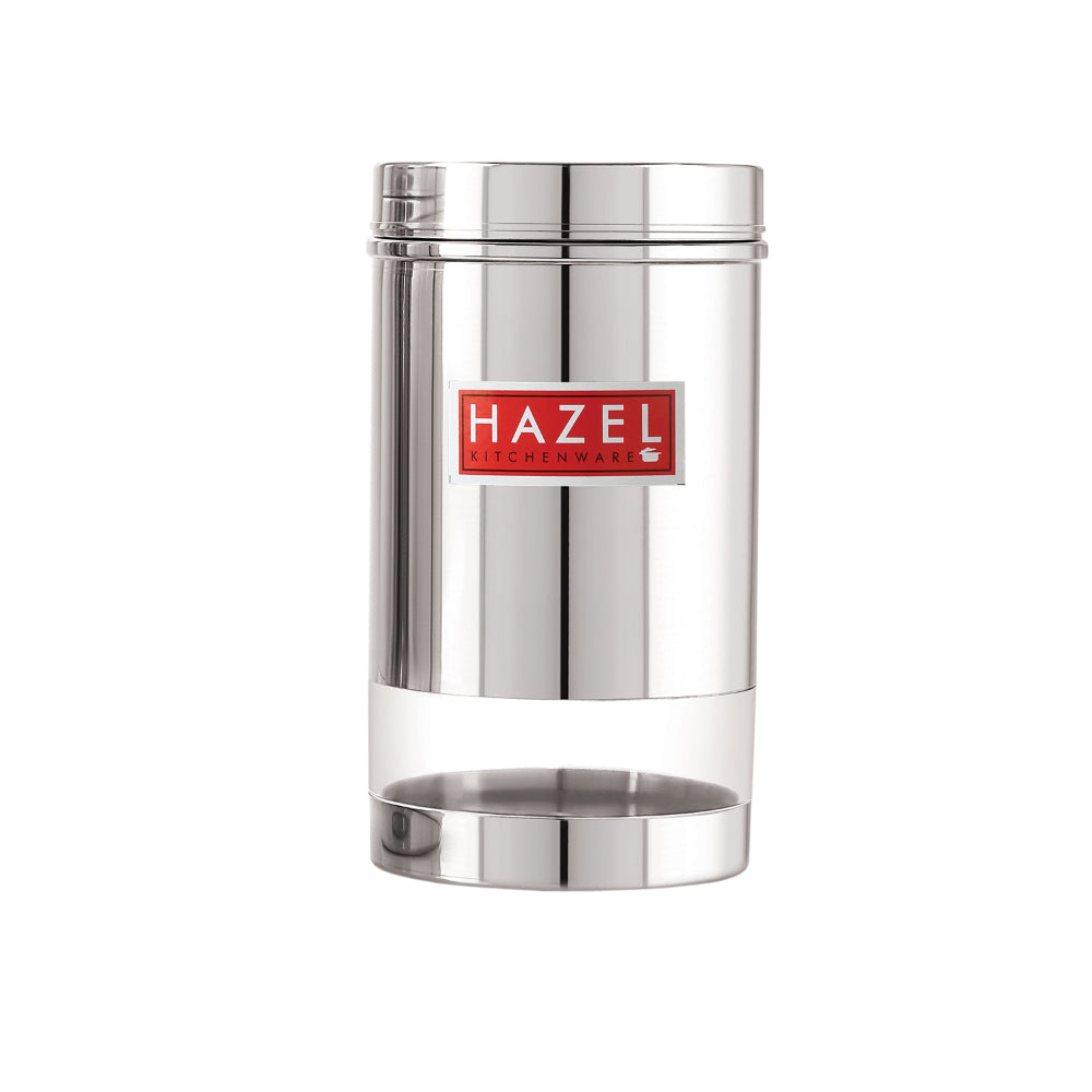 Stainless Steel Transparent Container, Glossy Finish - 1200 ML