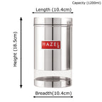 Stainless Steel Transparent Container, Glossy Finish - 1200 ML