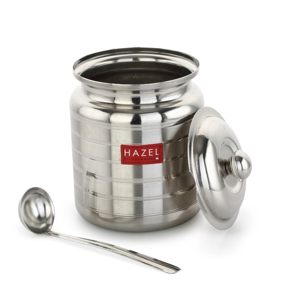 Stainless Steel Ghee Pot with Spoon and Lid Ð 275 ML