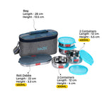 Steel Lunch Box Set  with Bag |5 Air Tight Steel Box (2 Pc - 450 ML, 2 Pc -300 ML and 1 Roti Conatiner)