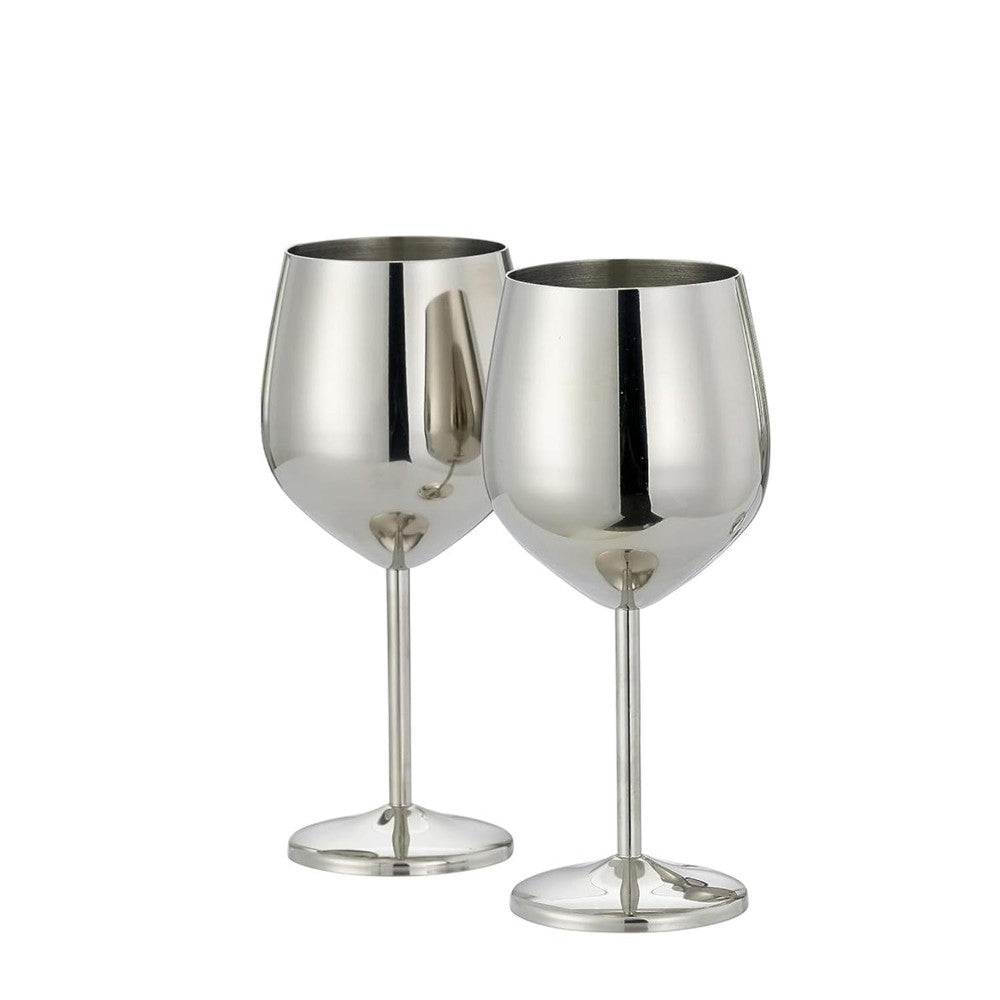 Stainless Steel Wine Goblet Glass, 250 ML (Set of 2)
