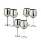 Stainless Steel Wine Goblet Glass, 250 ML (Set of 6)