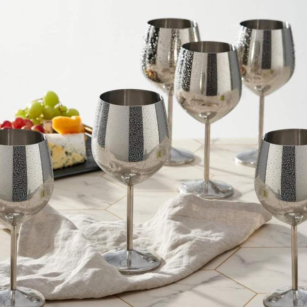 Stainless Steel Wine Goblet Glass, 250 ML (Set of 6)