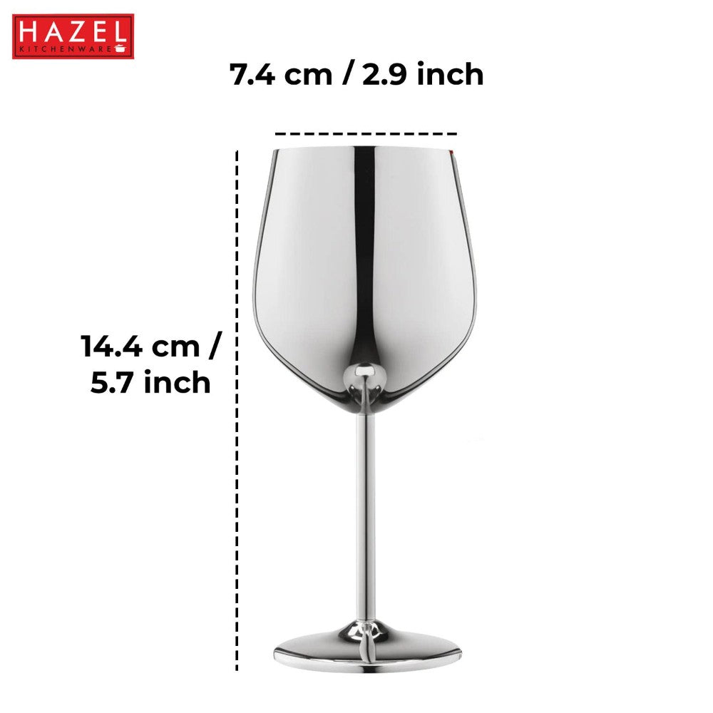 Stainless Steel Wine Goblet Glass, 250 ML (Set of 6)