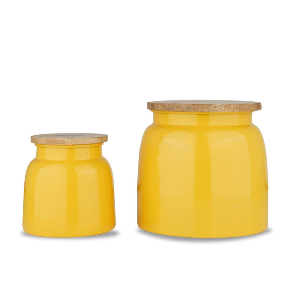 Airtight Containers for Snacks - Set of 2, Yellow (750 ML, 2450 ML)
