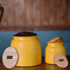 Airtight Containers for Snacks - Set of 2, Yellow (750 ML, 2450 ML)
