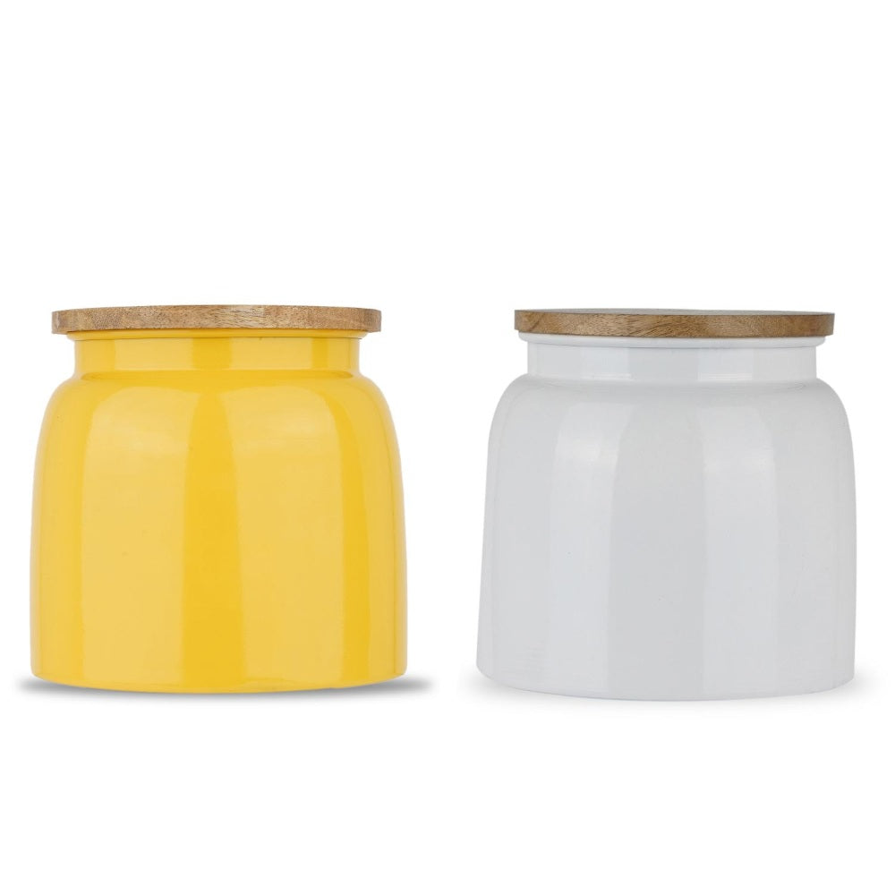 Airtight Containers for Snacks - Set of 2, Yellow and White (2450 ML)
