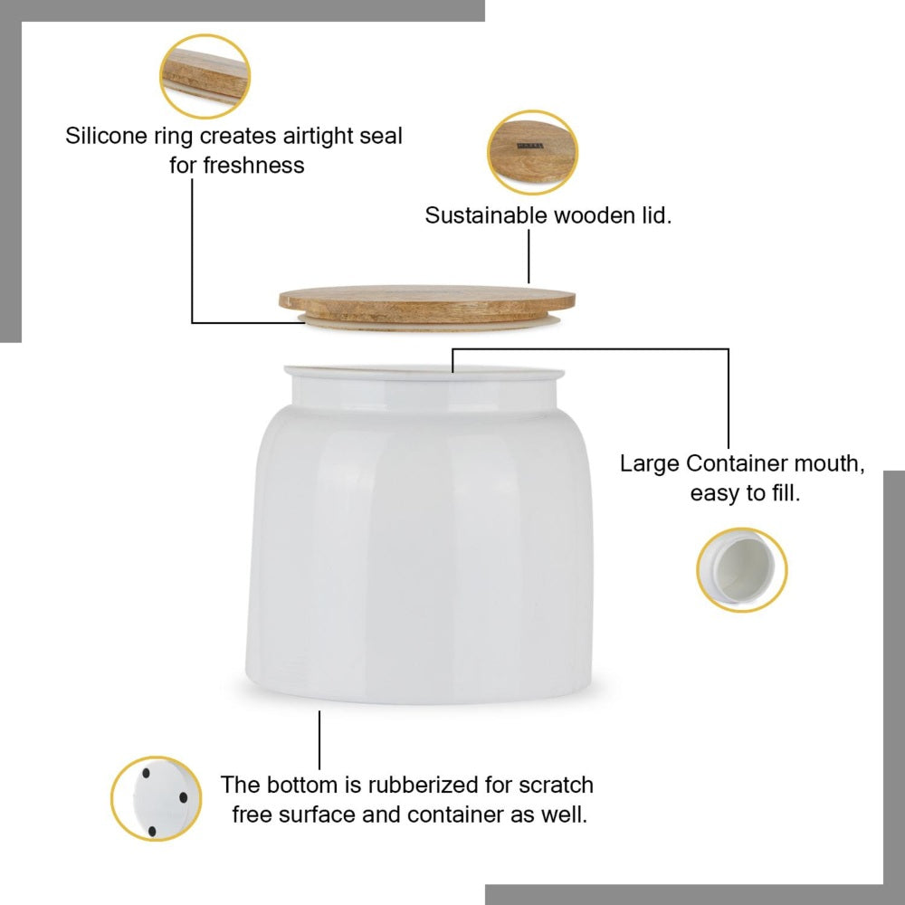 Airtight Containers for Snacks - Set of 2, Yellow and White (2450 ML)