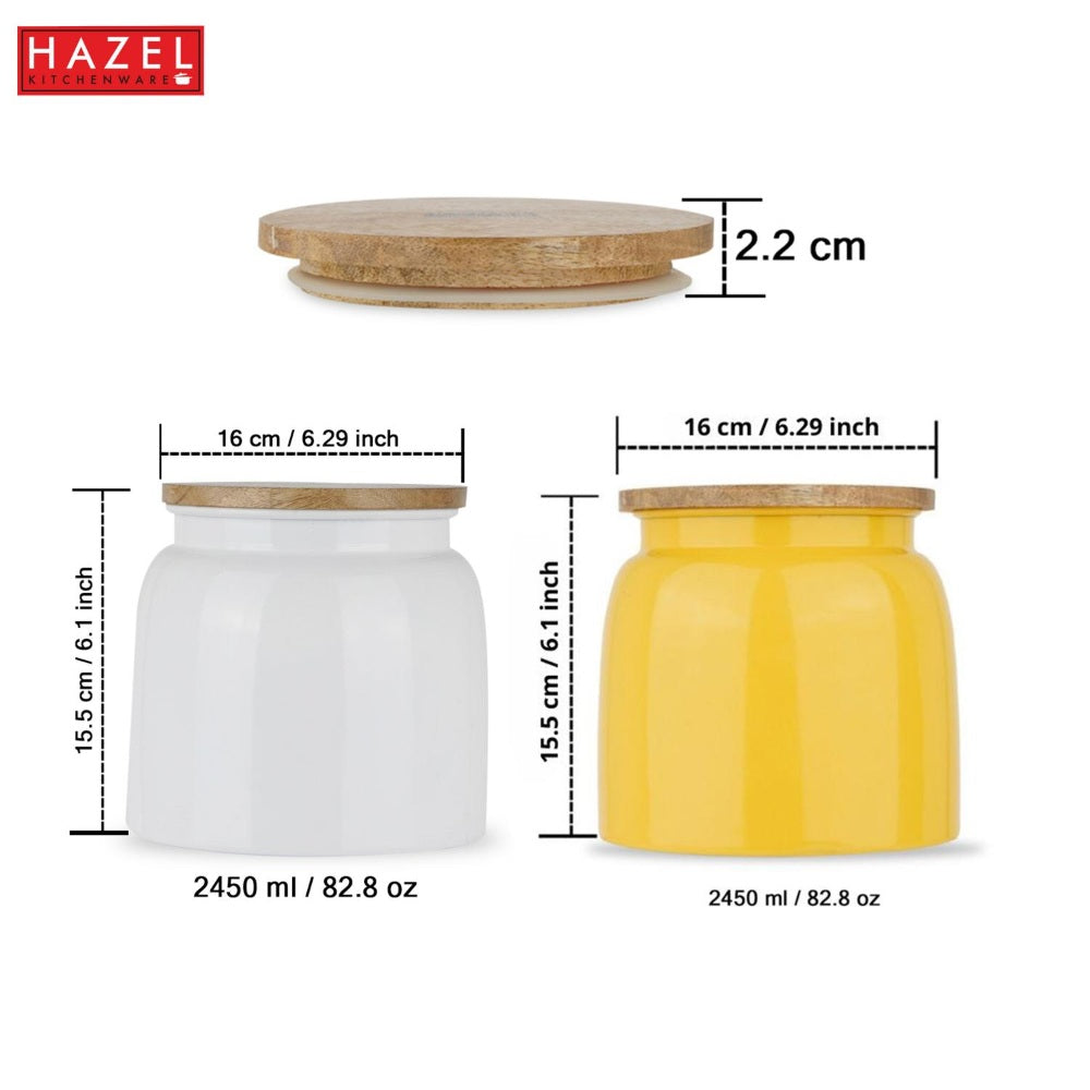 Airtight Containers for Snacks - Set of 2, Yellow and White (2450 ML)