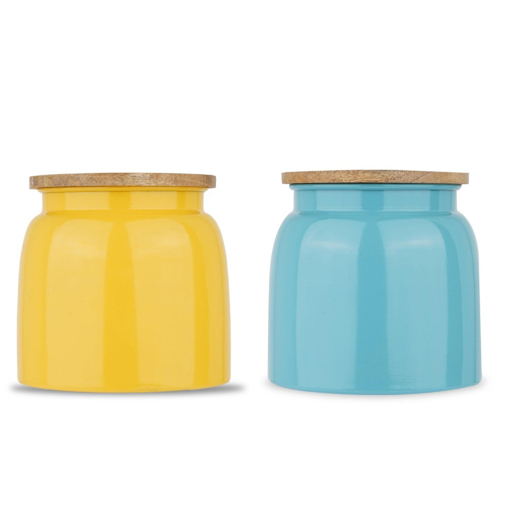 Storage Containers for Kitchen - Set of 2, Yellow and Blue (2450 ML)