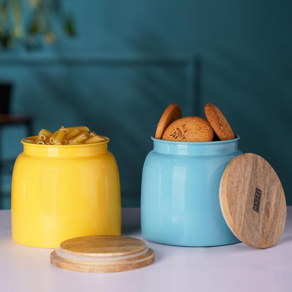 Storage Containers for Kitchen - Set of 2, Yellow and Blue (2450 ML)