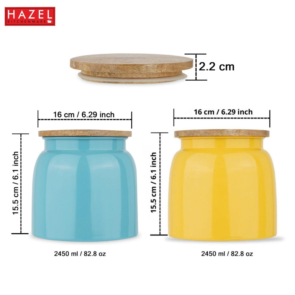 Storage Containers for Kitchen - Set of 2, Yellow and Blue (2450 ML)