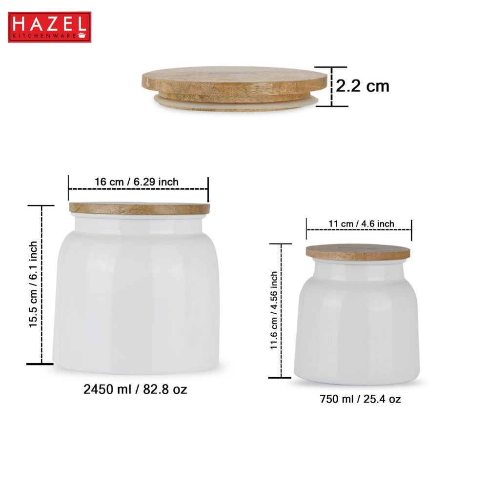 Storage Containers for Kitchen - Set of 2, White ( 750 ML, 2450 ML)