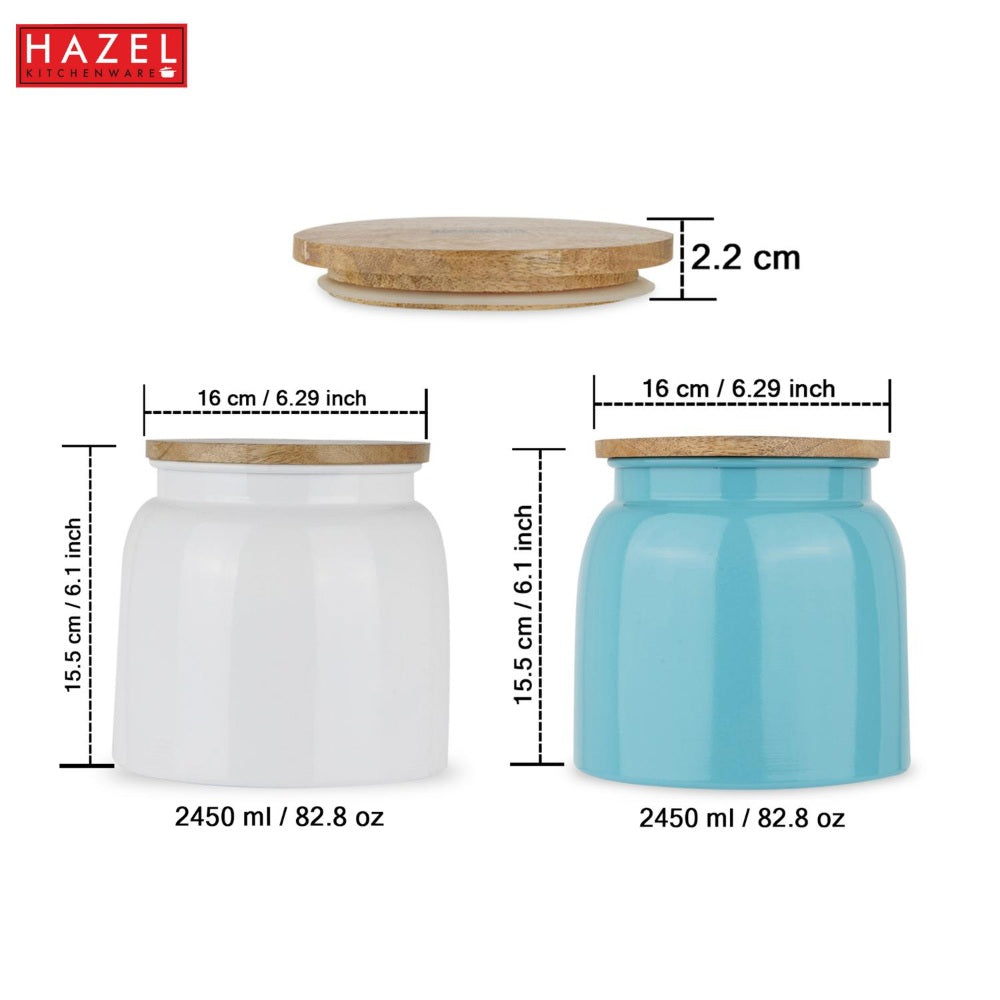 Storage Containers for Kitchen - Set of 2, White & Blue (2450 ML)